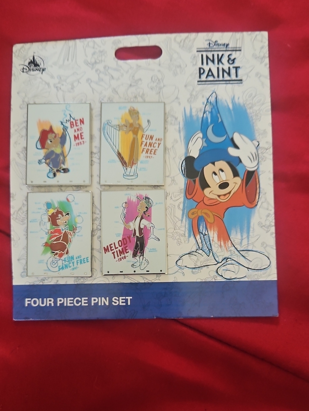 Disney Ink & Paint Four-Piece Pin Set - Red and Blue Accents
